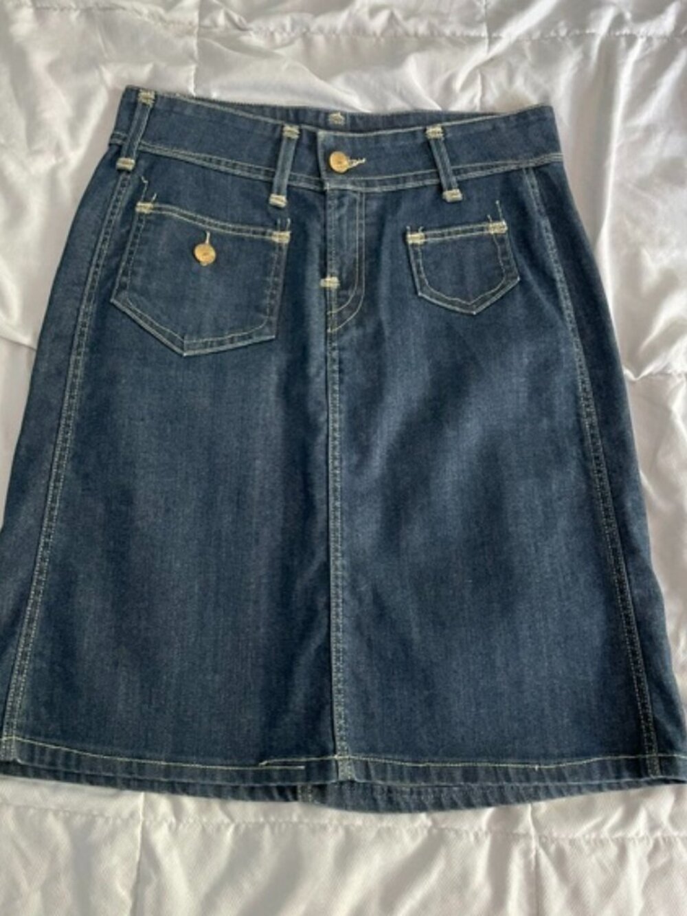LAST Levi's Skirt Jean Denim Sz 10 / 30 RARE 8 Rigid Midi Festival Hippie $108